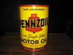Pennzoil Motor Oil 5 quart round can, small ding on side, EMPTY.  [SOLD]
