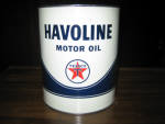 Texaco Havoline Motor Oil 4 quart round can, EMPTY, $175.  