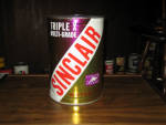 Sinclair Triple X Multi-Grade 5 quart can, small ding on side and near rim, paint in great shape.  [SOLD]  