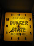 Quaker State Motor Oil Clock, motor works well and circular fluorescent tube replaced recently. [SOLD] 