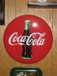 Coca Cola Round Metal Sign, 16 inch diameter, dated 1990 c. The Coca Cola Company. [SOLD]  