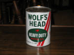 Wolf's Head Heavy Duty Motor Oil composite quart can, $54.  