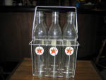Texaco Rack of 6, 1948 fluted tall glass bottles with decals, complete set. [SOLD] 