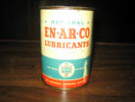 National En-Ar-Co Lubricants, 1 pound can, overall good condition with some paint rubbing/blemish on back side, full, $89.