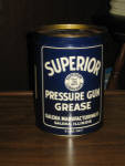 Superior Pressure Gun Grease Tin 5 lbs., Galena Manufacturing Company, Galena, IL, SCARCE, $145. 