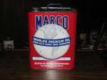 Marco World's Premium Oil 2 gallon can, Martin Oil Service, 1950s vintage, very good condition, $275. 