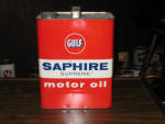 Gulf Saphire Supreme Motor Oil 2 gallon can (has a few very small dings), pretty good condition. [SOLD] 