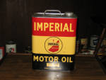 Imperial Motor Oil 2 gallon can, paint in very good condition, has some slight rust on underside of can, $140.  
