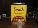 Smith Dependable Motor Oil 2 gallon can, 4/10 full, (some finish scrapes, blemishes). [SOLD] 