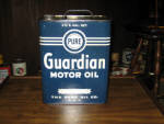 Pure Guardian Motor Oil 2 gallon can, very good condition with exception of light rusting on bottom of can. [SOLD] 