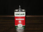 Sinclair Household Oil, old logo, 4 oz., lead top, two-thirds FULL, $92.