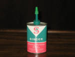Singer Sewing Machine Oil, oval green top, 3 oz., FULL, $43. 