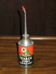 Texaco Home Lubricant, old logo with house, 3 oz. metal spout, $74.