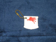 Mobil Pegasus on white background key chain. [SOLD] 