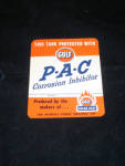 GULF P-A-C Corosion Inhibitor decal, mint. [SOLD]  