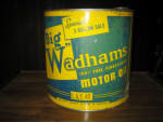 Big Wadhams Motor Oil 3 gallon can, some side surface scrapes, overall very good condition, $380. 