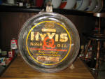 Hyvis Motor Oil 5 gallon drum, paint blemishes on front and back sides, missing cap over spout.  [SOLD]