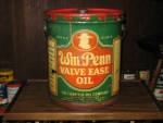 Wm Penn Valve Ease Oil 5 gallon drum, with spigot on back, empty, $325.  