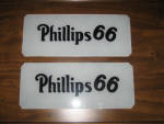 Phillips 66 pair of gas pump ad glass panel inserts, 5.125 inches x 12.625 inches, these are ORIGINALS, the pair. [SOLD]   