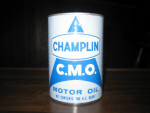 Champlin C.M.O. Motor Oil, metal, empty, $57. 