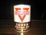 Conoco Super Heavy Duty Motor Oil, excellent cond., full, $69.