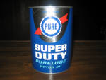 Pure Super Duty Purelube Motor Oil, composite, excellent cond., empty, $50. 