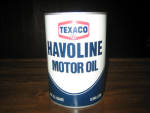Texaco Havoline Motor Oil, excellent cond., empty, $54.
