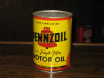 Pennzoil Motor Oil, quart, FULL, c.1946, small ding near top, $75.  