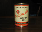 Lion Naturalube Motor Oil quart can, Lion Oil Company, Eldorado, Ark., FULL, minor base ding on bottom of back side, $145. 