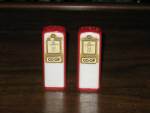 CO-OP red and white Salt & Pepper shakers, rare, $210. 
